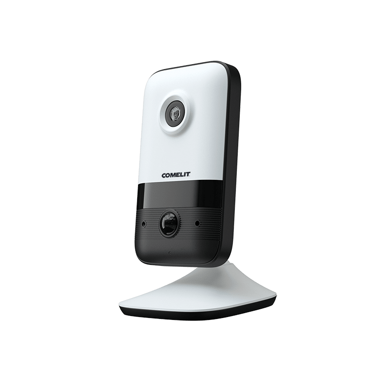 COMELIT - Serie Advance - Telecamera Wi-Fi cube 4MP, ottica fissa 2.1mm, LED IR 10m, configurazione QR code, motion detection, slot microSD, ONVIF