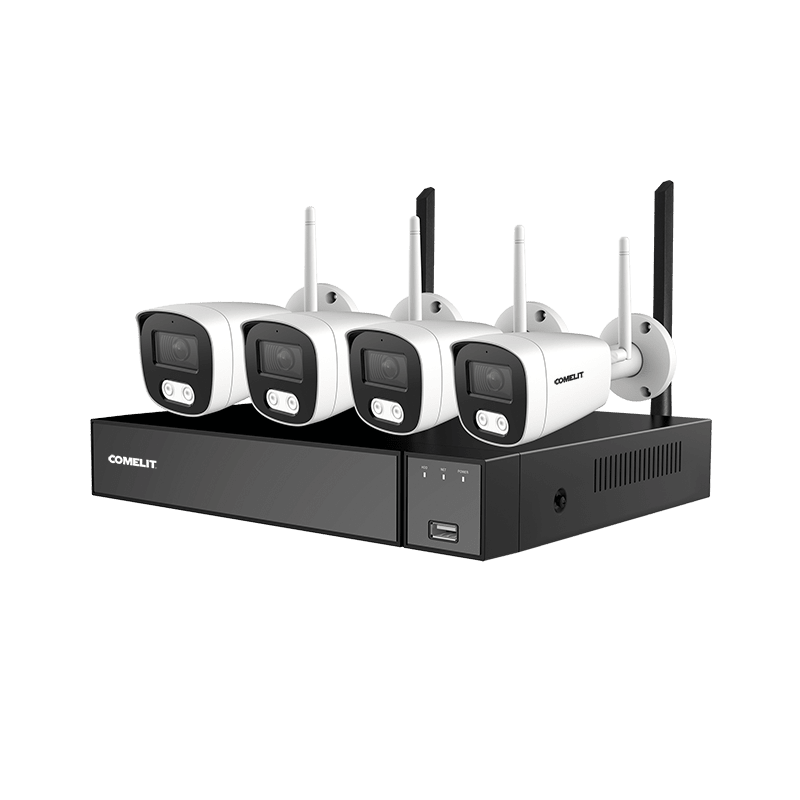 COMELIT - Serie Smart - Kit Wi-Fi preprogrammato, NVR + 4 telecamere bullet 5MP ColorUP, Dual Light, microfono integrato, analisi video, HDD 1TB