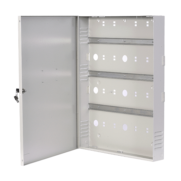 COMELIT - Box metallico 6 unità con guida DIN, serratura, spazio 2 batterie backup