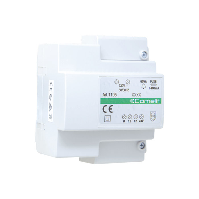 COMELIT - Trasformatore 230VAC/12-24VAC 60VA, montaggio DIN 5 moduli, morsettiera
