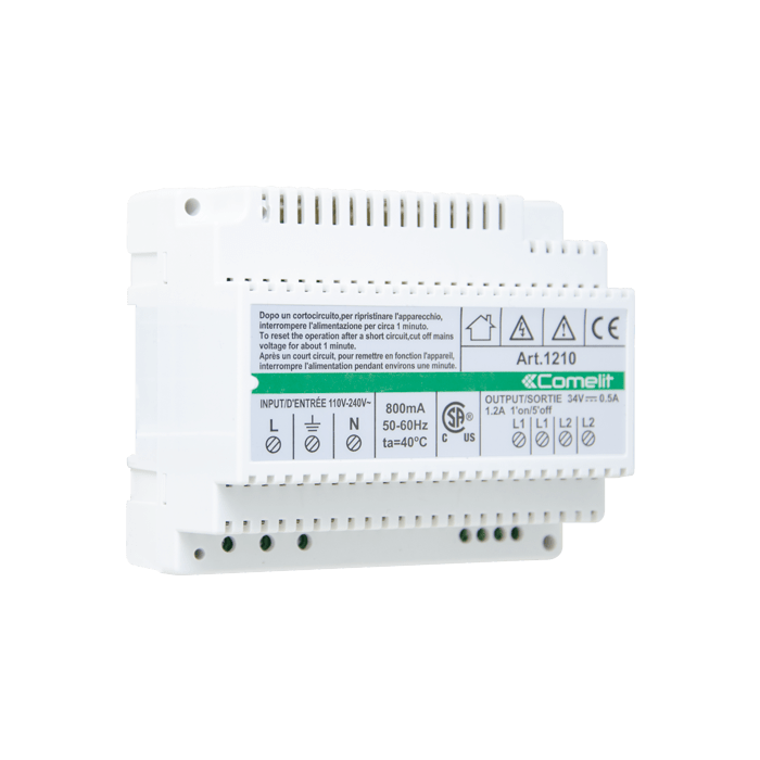 COMELIT - Alimentatore SB2, ingresso 110-240VAC, uscite L1-L2, terminazione 1216, 6 moduli DIN 1210