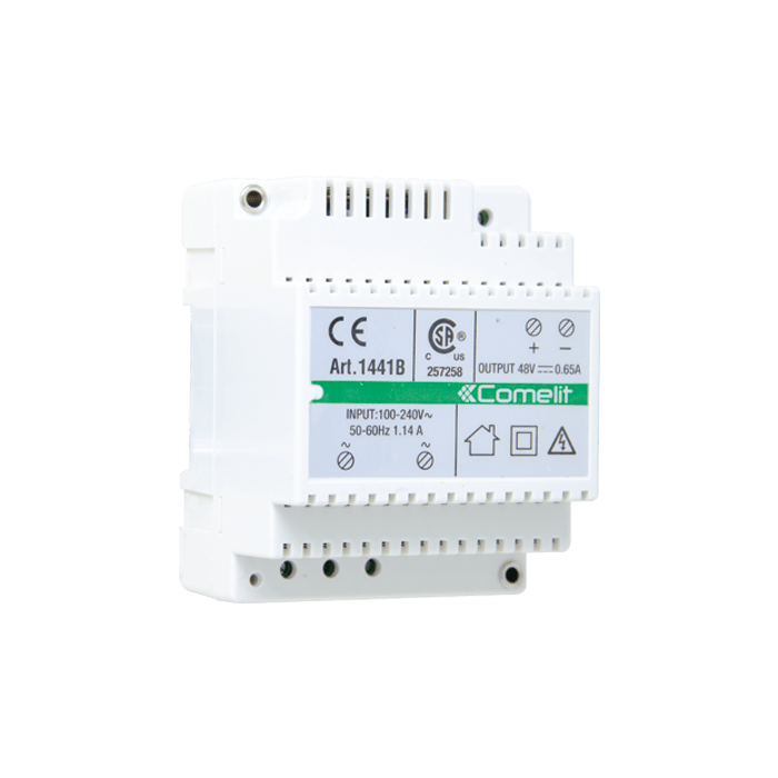 COMELIT - Alimentatore 110-240VAC/48VDC 30W, sistema ViP, montaggio DIN 4 moduli 1441B