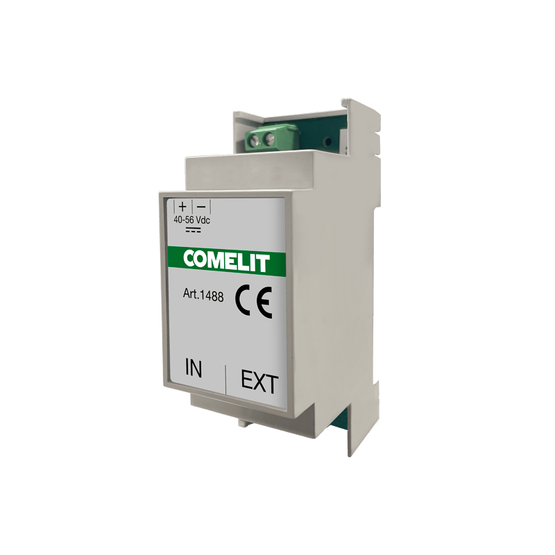 COMELIT - Iniettore alimentazione PoE per kit ViP, 48-56VDC, 2 porte ethernet RJ45, montaggio DIN 2 moduli