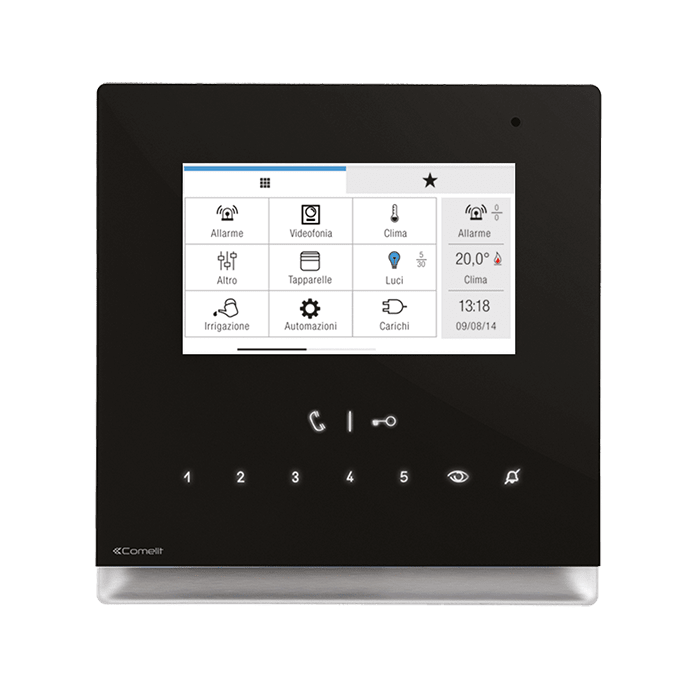 COMELIT - Serie Icona Manager - Supervisore 4.3" touch nero, sistema ViP, RFID, videosegreteria, micro SD, 6W max