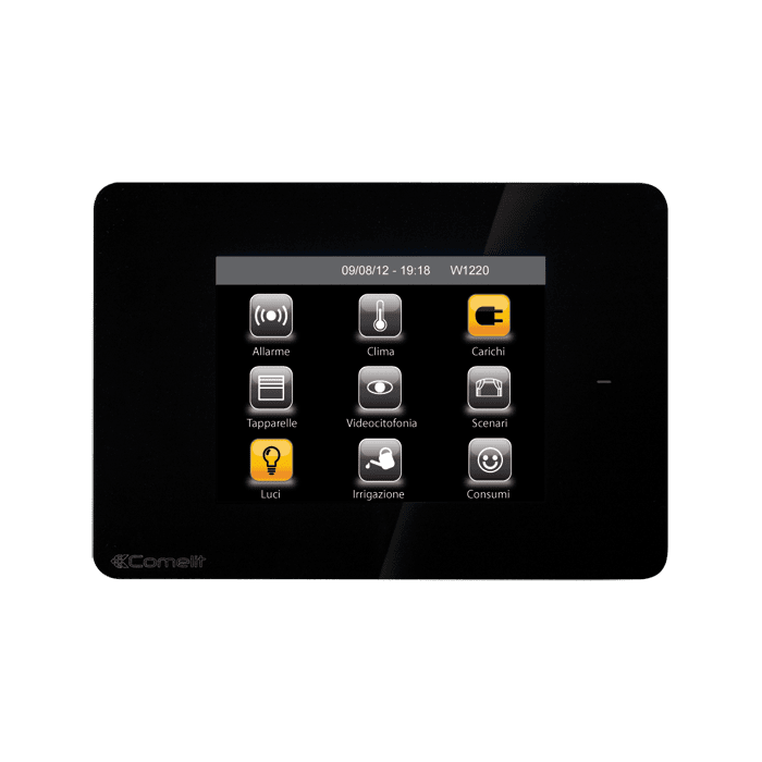 COMELIT - Serie Minitouch - Supervisore 3.5" touch nero, sistema SimpleHome, gestione completa domotica, RFID integrato