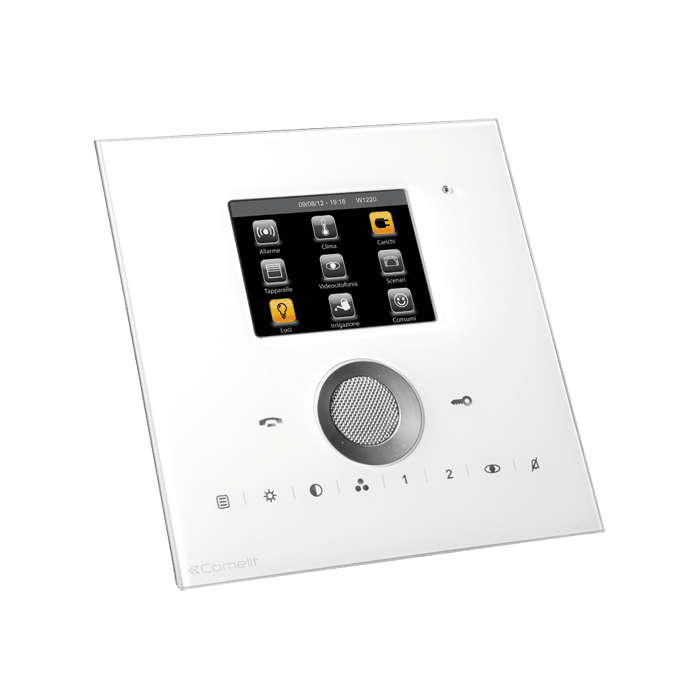 COMELIT - Serie Planux Manager - Touch screen 3.5" supervisore LUX bianco, cover cristallo, videocitofonia SB2, gestione domotica