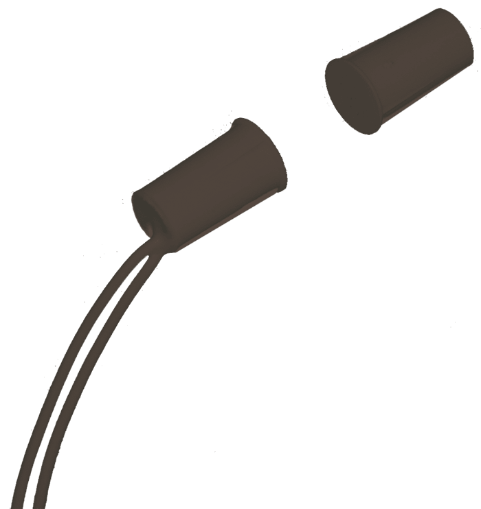 COMELIT - Contatto magnetico da incasso a sigaretta corto, plastica marrone, 18x11x11mm, non per infissi metallici