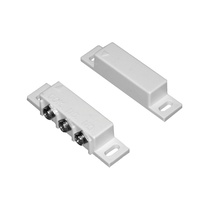 COMELIT - Contatto magnetico da superficie plastica bianca con morsetti, C-NC-NO, 33x63x12mm