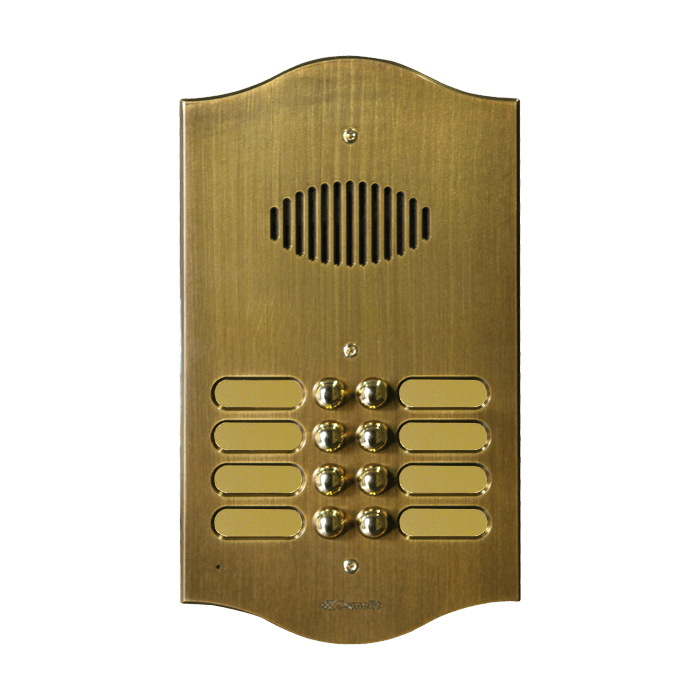 COMELIT - Serie Roma - Pulsantiera audio 32 pulsanti 4 file, ottone PVD bronzato 3mm, per gruppo Ikall, portalampade