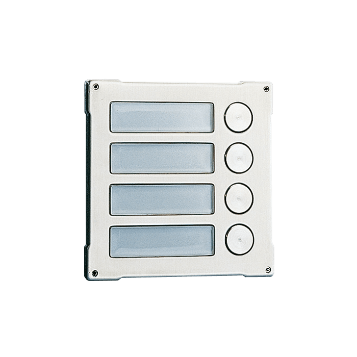 COMELIT - Serie Vandalcom - Modulo 4 pulsanti tradizionali, sistema ViP/Simplebus, doppia piastra acciaio inox 2.5mm, memoria EEPROM