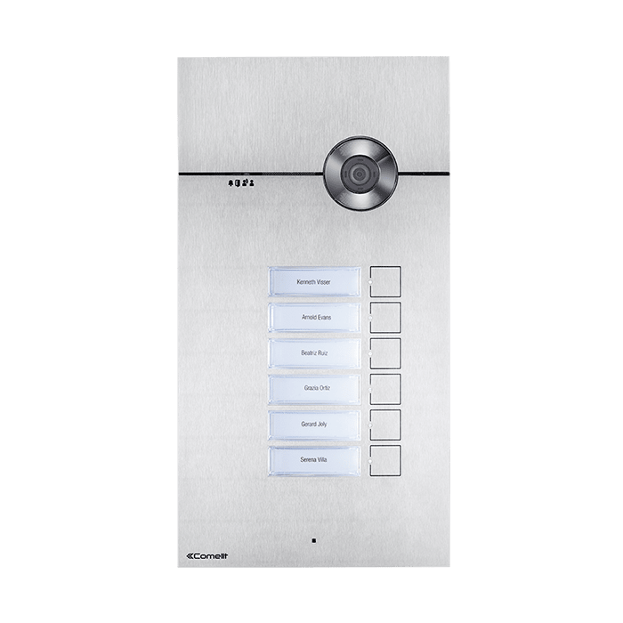 COMELIT - Serie 3one6 - Pulsantiera video da incasso in acciaio inox AISI 316, 8 pulsanti 2 file, sistema ViP, sense, LED segnalazione, IK08, H.264