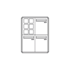 COMELIT - Casellario predisposto per pulsantiera Powercom/Ikall, 3 buche lettere verticali, apertura anteriore, dimensione 620x820x124mm