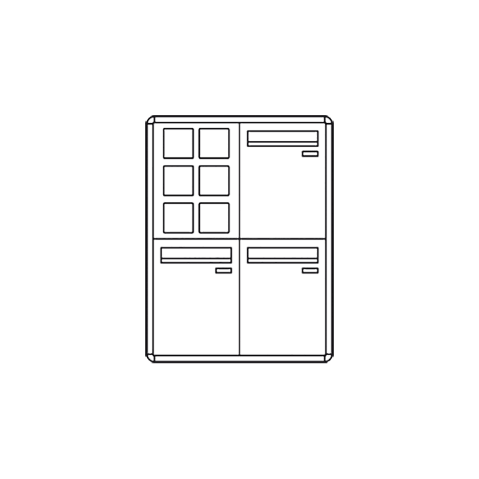 COMELIT - Casellario predisposto per pulsantiera Powercom/Ikall, 3 buche lettere verticali, prelievo posteriore, incasso, 570x770x90mm