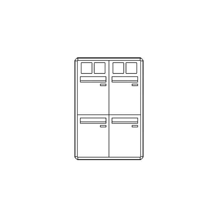 COMELIT - Casellario predisposto per pulsantiera Powercom/Ikall, 4 buche lettere verticali, apertura anteriore, dimensione 620x930x124mm