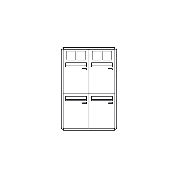 COMELIT - Casellario predisposto per pulsantiera Powercom/Ikall, 4 buche lettere verticali, prelievo posteriore, dimensione 620x930x124mm