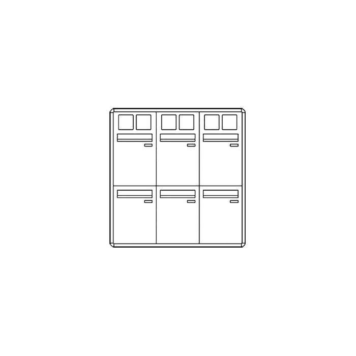 COMELIT - Casellario predisposto per pulsantiera Powercom/Ikall, 6 buche lettere verticali, apertura anteriore, dimensione 900x930x124mm