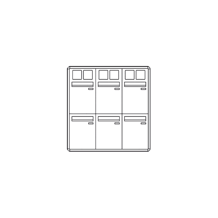 COMELIT - Casellario predisposto per pulsantiera Powercom/Ikall, 6 buche lettere verticali, apertura anteriore, incasso, 850x880x90mm