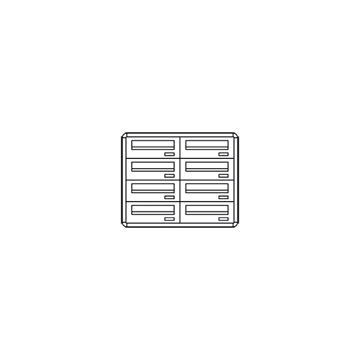 COMELIT - Casellario senza citofono, 8 caselle orizzontali, apertura posteriore, da incasso, senza citofono