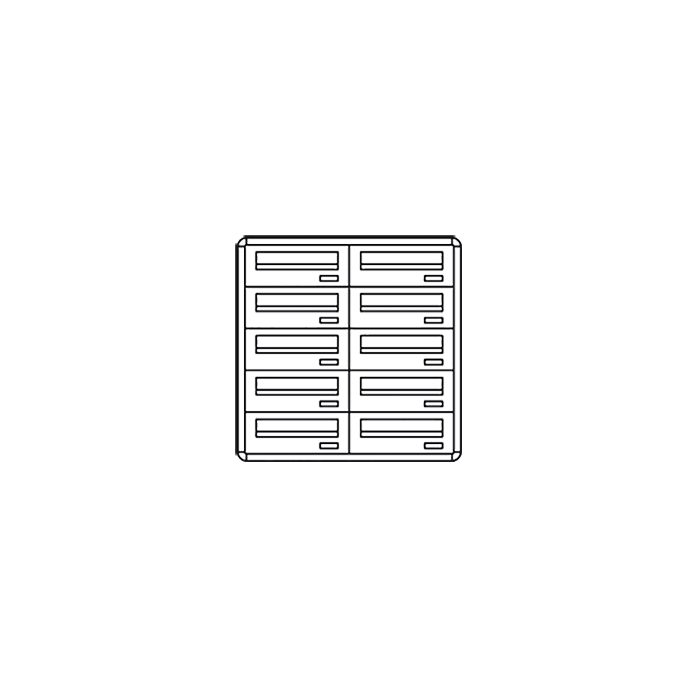 COMELIT - Casellario senza citofono, 10 caselle inclinate, apertura posteriore, da incasso, senza citofono