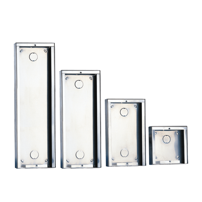 COMELIT - Serie Powercom - Custodia da parete acciaio inox 1 modulo, 123x123x32,5mm