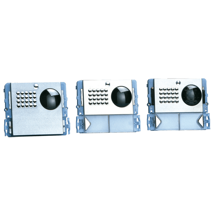 COMELIT - Serie Powercom - Modulo 1 pulsante predisposto per unità audio/video, acciaio inox, cartellini portanome, illuminazione LED blu