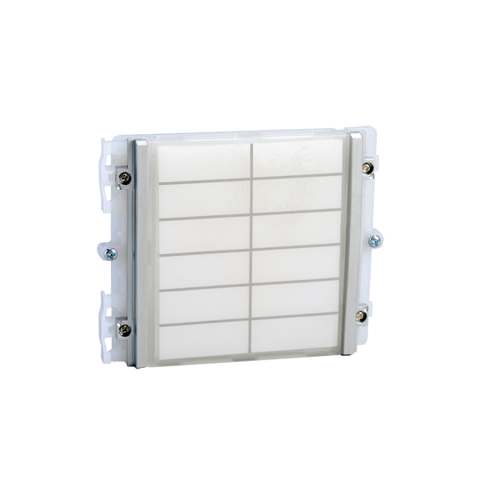 COMELIT - Serie Ikall - Modulo illuminato segnalazioni, sistema Simplebus, cartellino max 12 nomi, illuminazione LED blu/bianco/spento