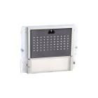 COMELIT - Serie Ikall - Modulo 1 pulsante predisposto per unità audio, mascherina acciaio inox, cartellini portanome, illuminazione LED blu/bianco/spento