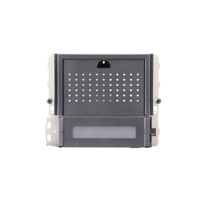 COMELIT - Serie Ikall Metal - Modulo 1 pulsante predisposto per unità audio, finitura acciaio inox, cartellini portanome, illuminazione LED blu/bianco/spento