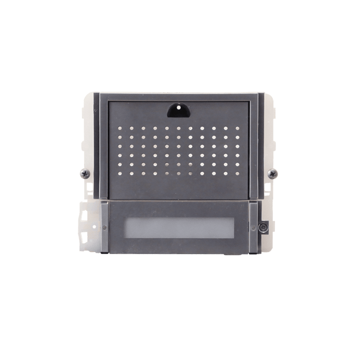 COMELIT - Serie Ikall Metal - Modulo 2 pulsanti predisposto per unità audio, finitura acciaio inox, cartellini portanome, illuminazione LED blu/bianco/spento