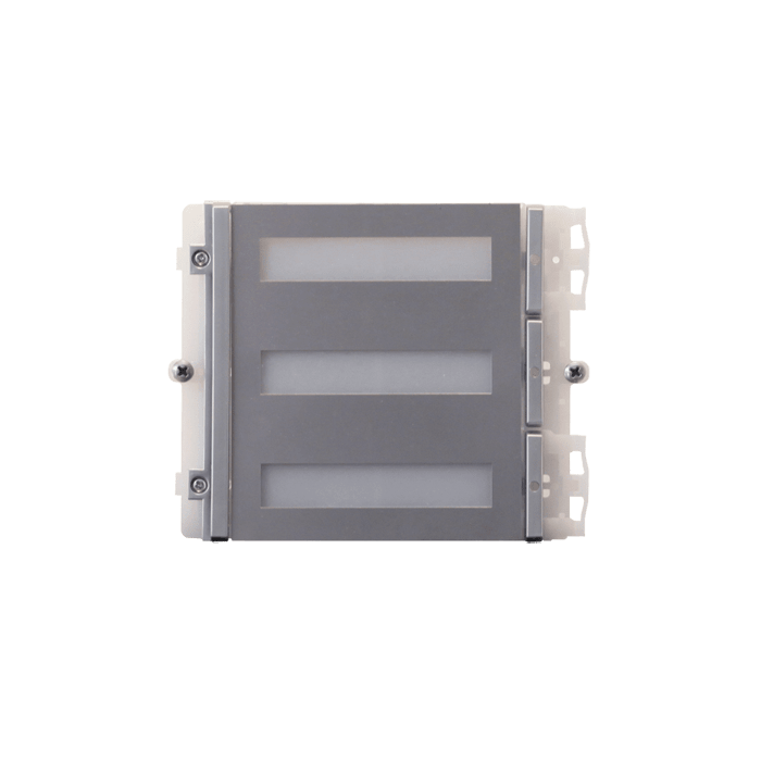 COMELIT - Serie Ikall Metal - Modulo 3 pulsanti, sistema Simplebus/ViP, finitura acciaio inox, cartellini portanome, illuminazione LED blu/bianco/spento 33433M