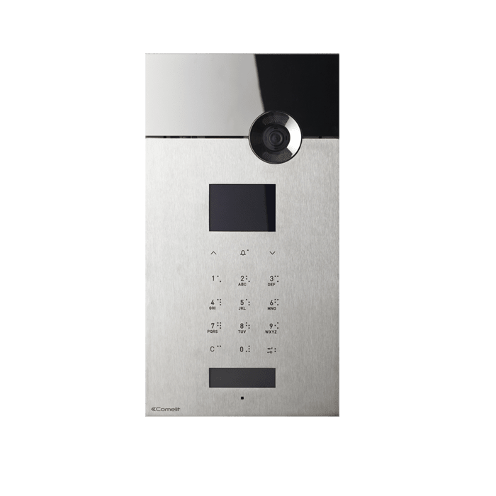 COMELIT - Serie 3one6 - Pulsantiera video da incasso in acciaio inox AISI 316, 15 pulsanti sense, sistema ViP, display LCD, tastiera codici, IK08, H.264
