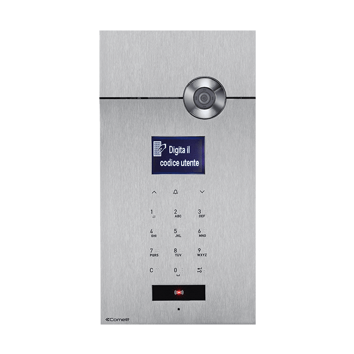COMELIT - Serie 3one6 - Pulsantiera video HD da incasso in acciaio inox AISI 316, 15 pulsanti sense, sistema ViP, display LCD, messaggio benvenuto, IK08