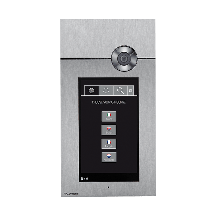 COMELIT - Serie 3one6 - Pulsantiera video touch screen 8" capacitivo in acciaio inox AISI 316 da incasso, sistema Simplebus 1, lettore RFID, IK08