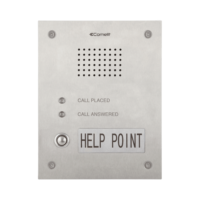 COMELIT - Serie Emergency - Pulsantiera audio Help Point da incasso in acciaio inox, 1 pulsante, sistema ViP, modulo audio PoE, LED stato chiamata