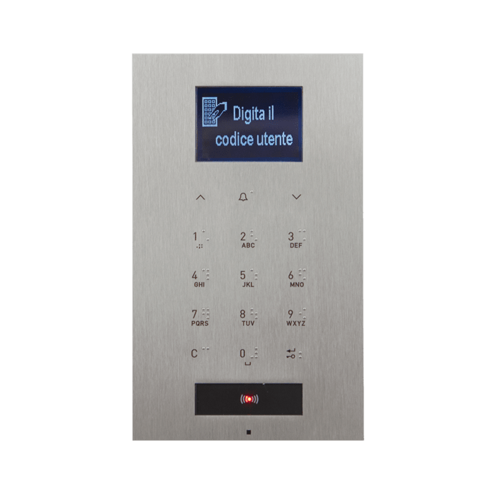 COMELIT - Modulo chiamata digitale sense, sistema ViP/S2, piastra acciaio inox 3mm, pulsanti senza movimento meccanico, LED illuminazione