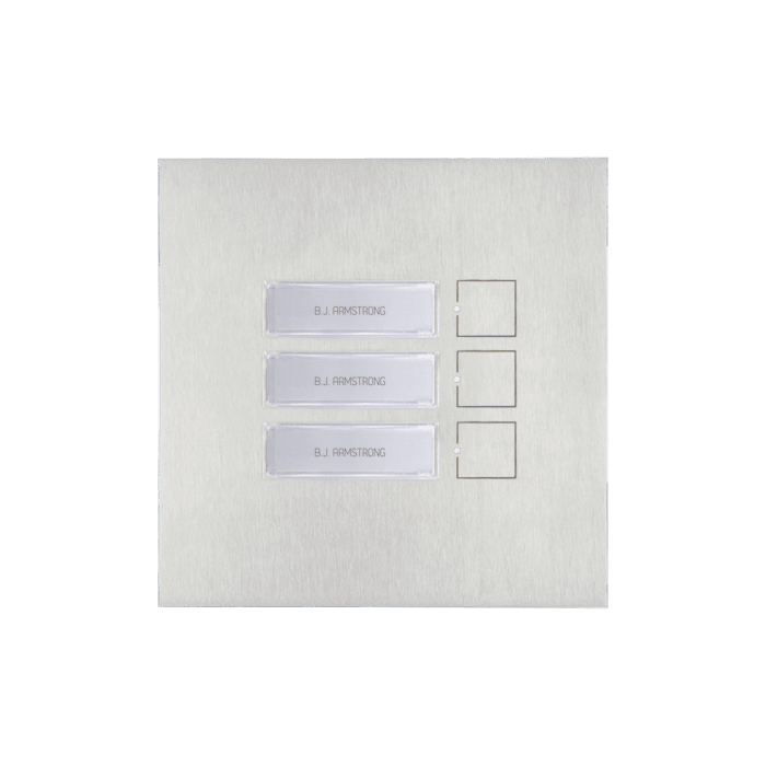 COMELIT - Modulo 3 pulsanti, sistema ViP/S2, piastra acciaio inox 3mm, sense senza movimento meccanico, portacartellini LED