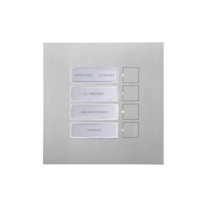 COMELIT - Modulo 4 pulsanti, sistema ViP/S2, piastra acciaio inox 3mm, sense senza movimento meccanico, portacartellini LED