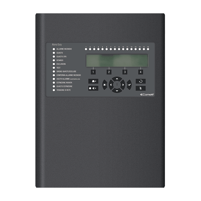 COMELIT - Serie Atena - Centrale antincendio indirizzata Atena Easy, 1 loop espandibile a 2, 250 dispositivi, EN54-2/4 41CPE012