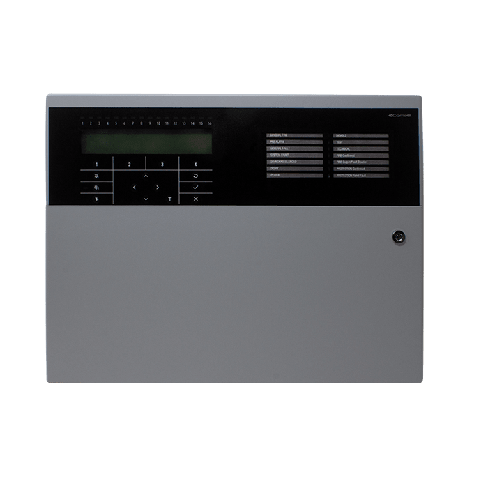 COMELIT - Serie LogiFire - Centrale antincendio 1-2 loop, 250 dispositivi/loop, 48 zone, alimentatore 5A, LCD 4x40, EN54-2/4/13