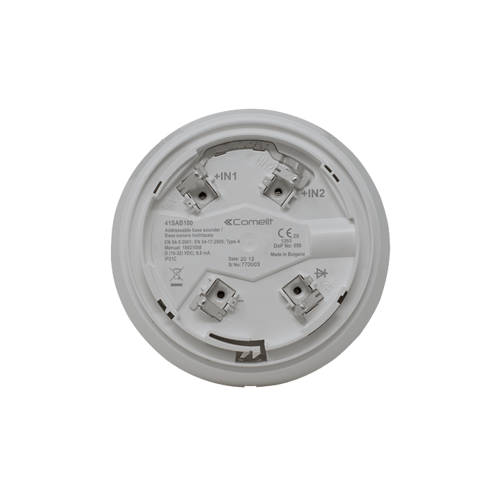 COMELIT - Serie LogiFire - Base sirena indirizzata, montaggio diretto rivelatore, 32 toni + 2 livelli da centrale, base 41RBX020, isolatore, EN54-3/17