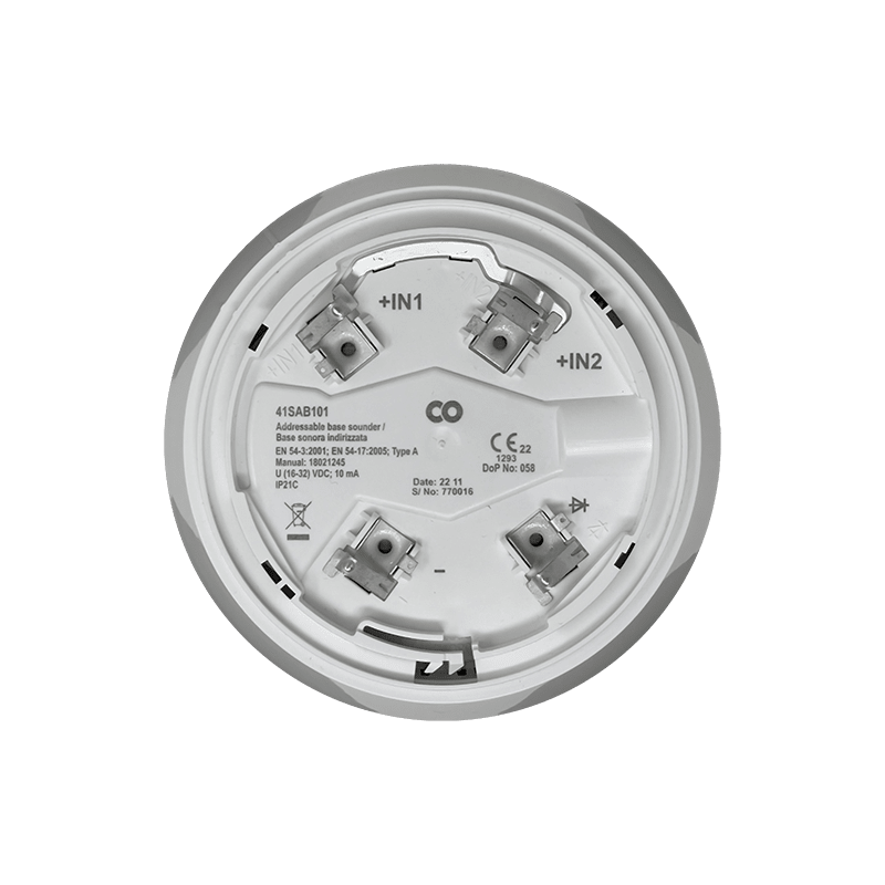 COMELIT - Serie LogiFire - Base sirena integrata, sincronizzazione automatica, base 41RBX020 o base lampeggiante 41VAD100. Isolatore integrato. EN54-3 e EN54-17 41SAB101