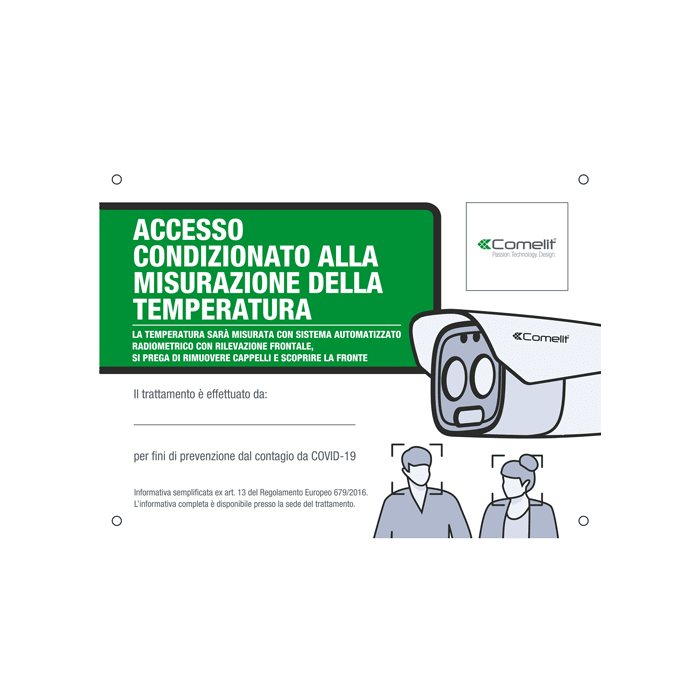 COMELIT - Cartello misurazione temperatura per telecamere
