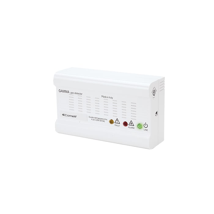 COMELIT - Rivelatore gas metano uso domestico, 3 LED + buzzer, relè 8A 250VAC/30VDC, soglia 10% LIE (max 15% in 4 anni)