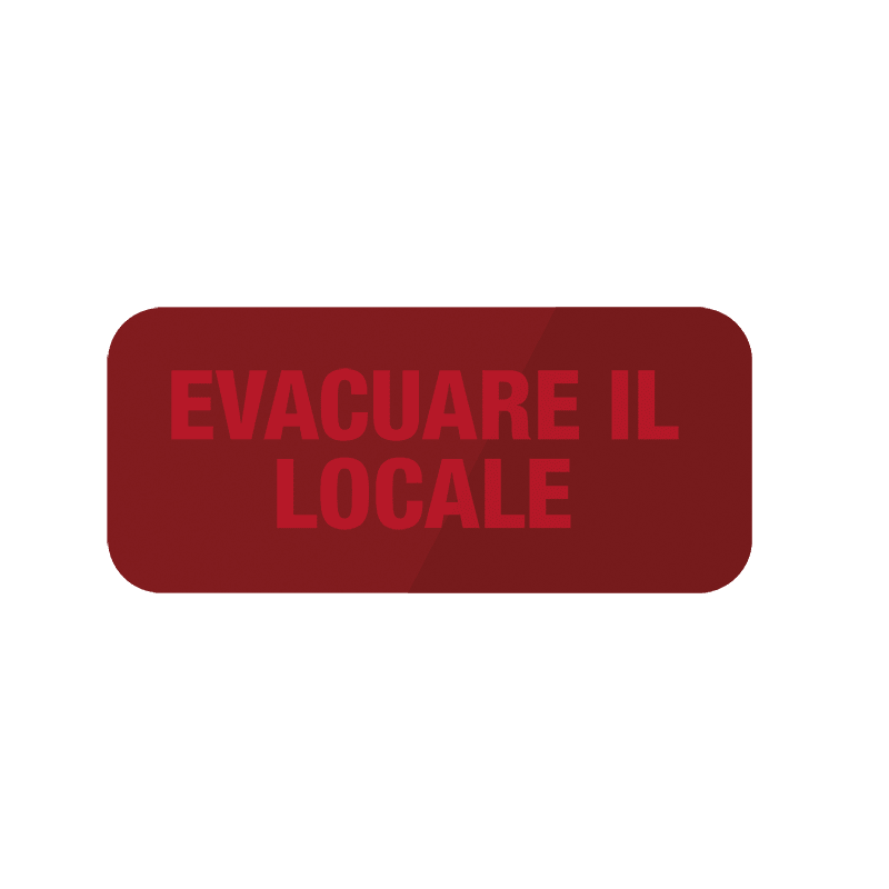 COMELIT - Scritta "EVACUARE IL LOCALE" per pannello ottico-acustico 48CLU003, sfondo rosso, illuminazione LED