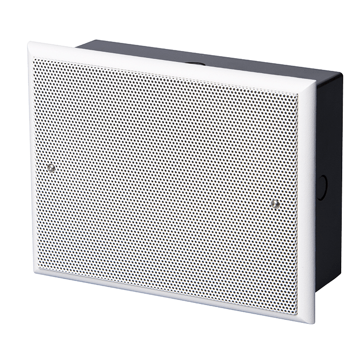 COMELIT - Diffusore incasso rettangolare, ABS nero UL94V0, griglia acciaio bianca, altoparlante 165mm, 6/3/1,5W 100V, fusibile termico, EN54-24