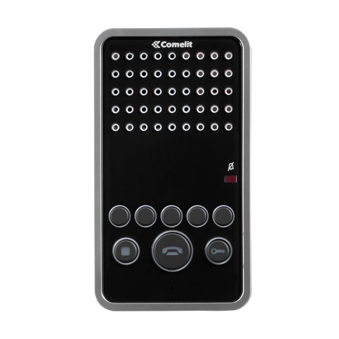 COMELIT - Citofono vivavoce full-duplex, sistema ViP, chiamata elettronica, privacy, 7 pulsanti configurabili, LED fonica attiva, finitura nera