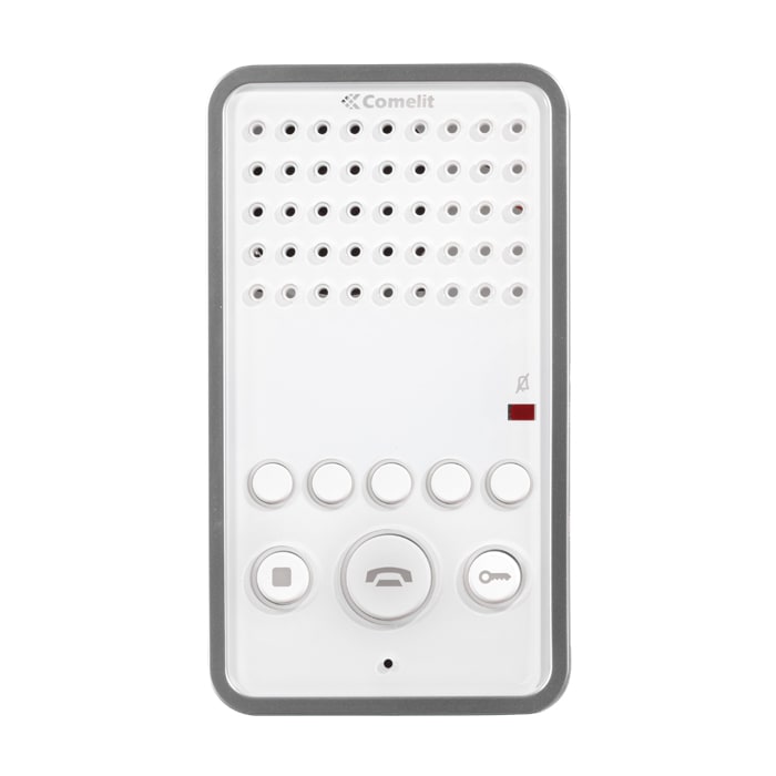 COMELIT - Citofono vivavoce full-duplex, sistema ViP, chiamata elettronica, privacy, 7 pulsanti configurabili, LED fonica attiva, finitura bianca