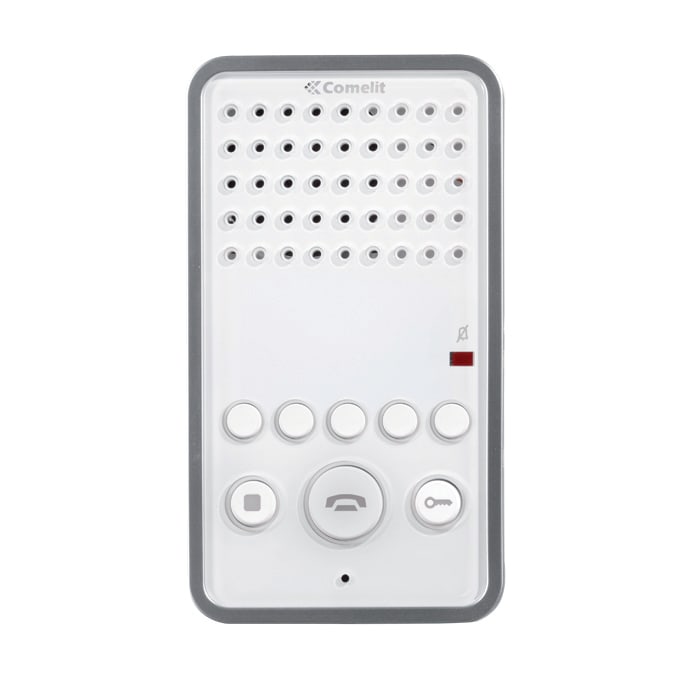 COMELIT - Citofono vivavoce full-duplex con boucle magnetique, sistema ViP, chiamata elettronica, privacy, 7 pulsanti configurabili, finitura bianca