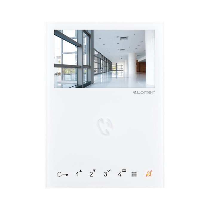 COMELIT - Serie Mini - Monitor 4.3"/16:9 vivavoce a colori, sistema ViP, 7 pulsanti soft touch, boucle magnetique, PoE 6722W