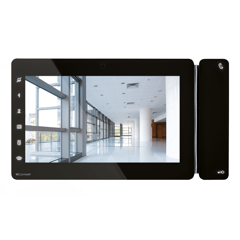 COMELIT - Serie Maxi Android - Monitor 7"/16:9 con sistema operativo Android, sistema ViP, touch screen, supporto app certificate Comelit, finitura nera